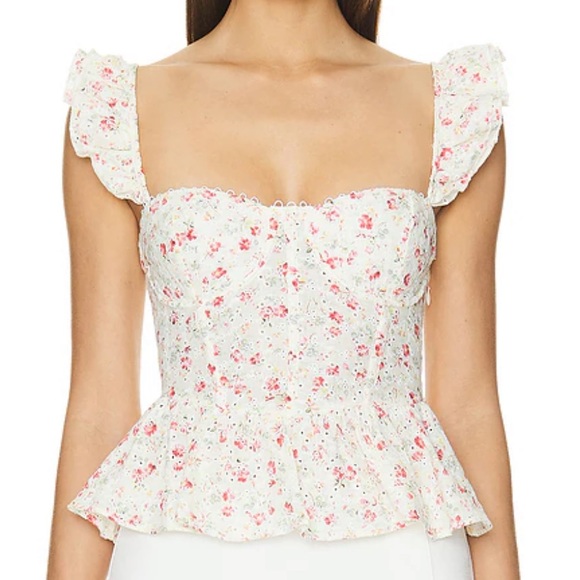 NWT ASTR The Label Women’s Baylin Floral Peplum Tank Top - size Large - Picture 2 of 9